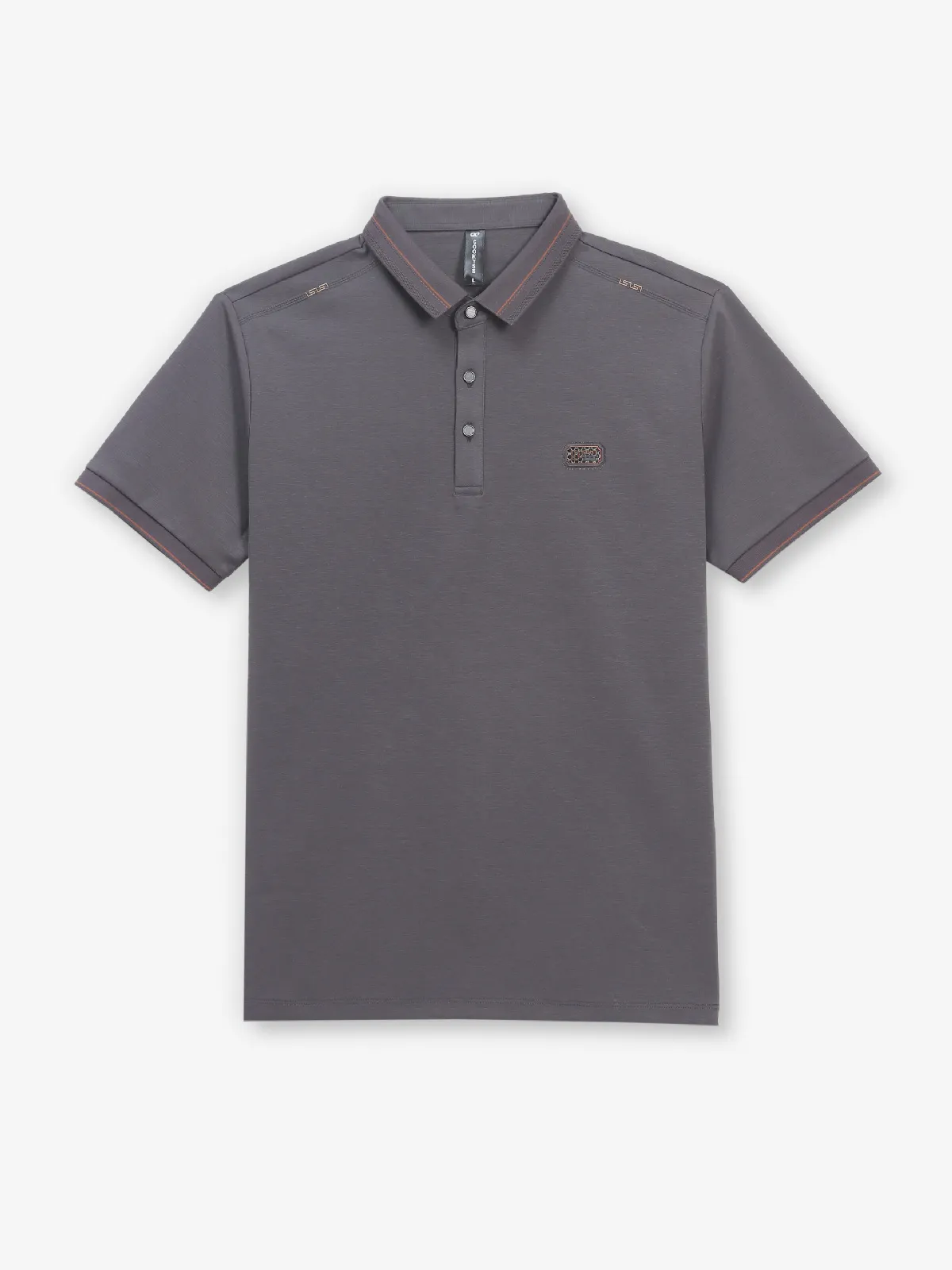 COOKYSS grey plain cotton polo t-shirt for mens