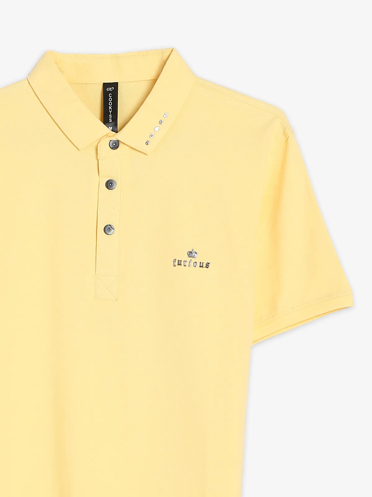 Cookyss light yellow plain polo t shirt