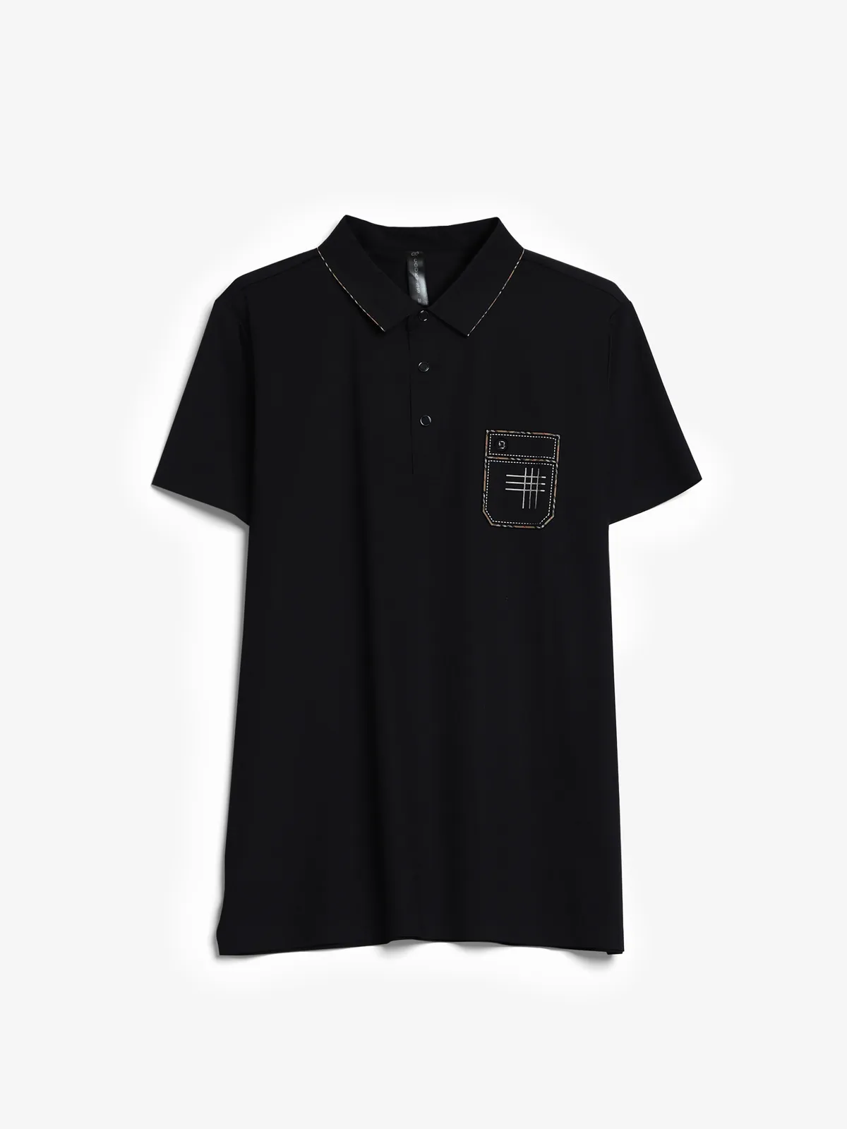 Cookyss plain black cotton polo t shirt