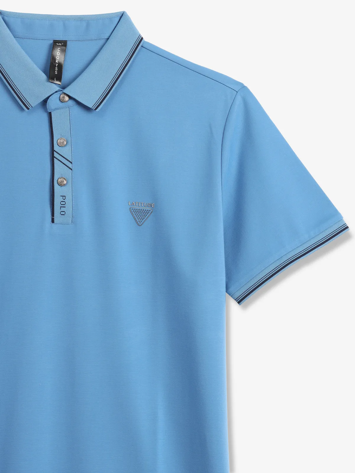 COOKYSS plain blue cotton polo t-shirt