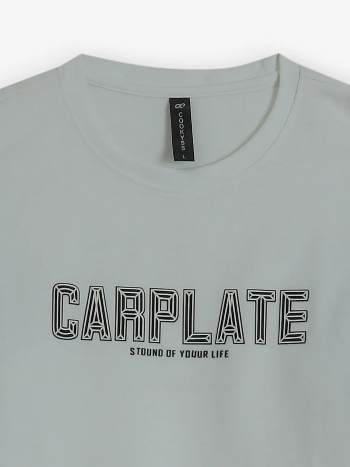 COOKYSS printed white cotton slim fit t-shirt