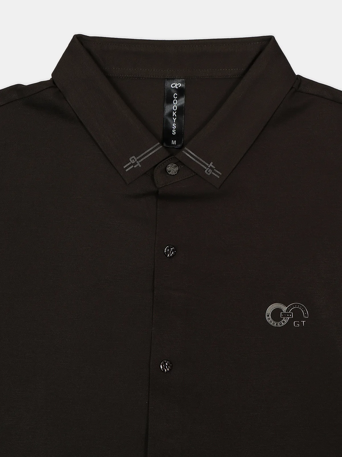 Cookyss slim fit plain dark olive cotton shirt