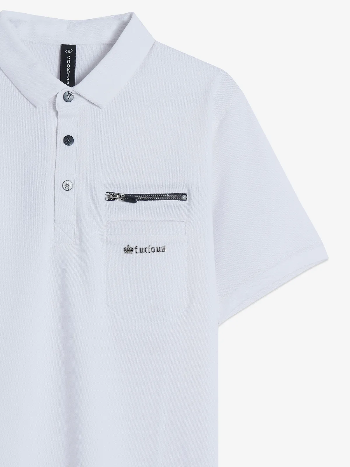 Cookyss white plain polo t shirt