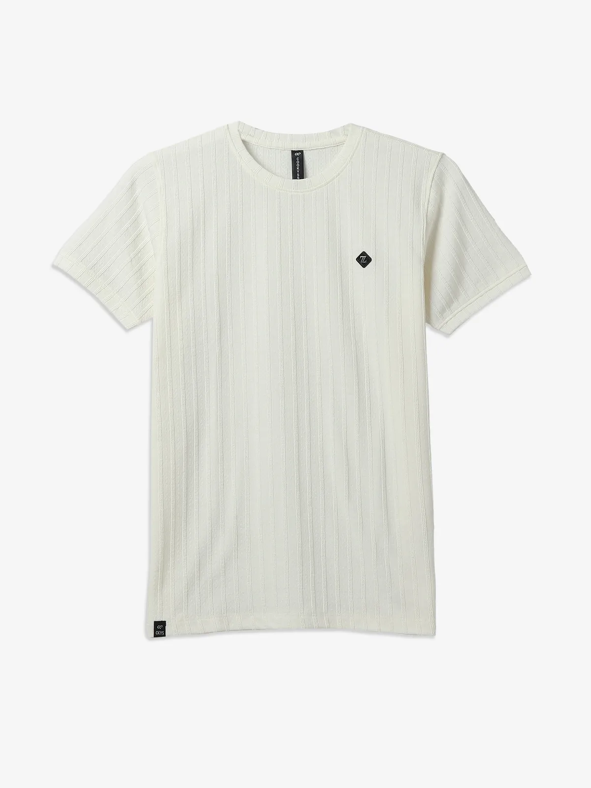 COOKYSS white stripe round neck t-shirt