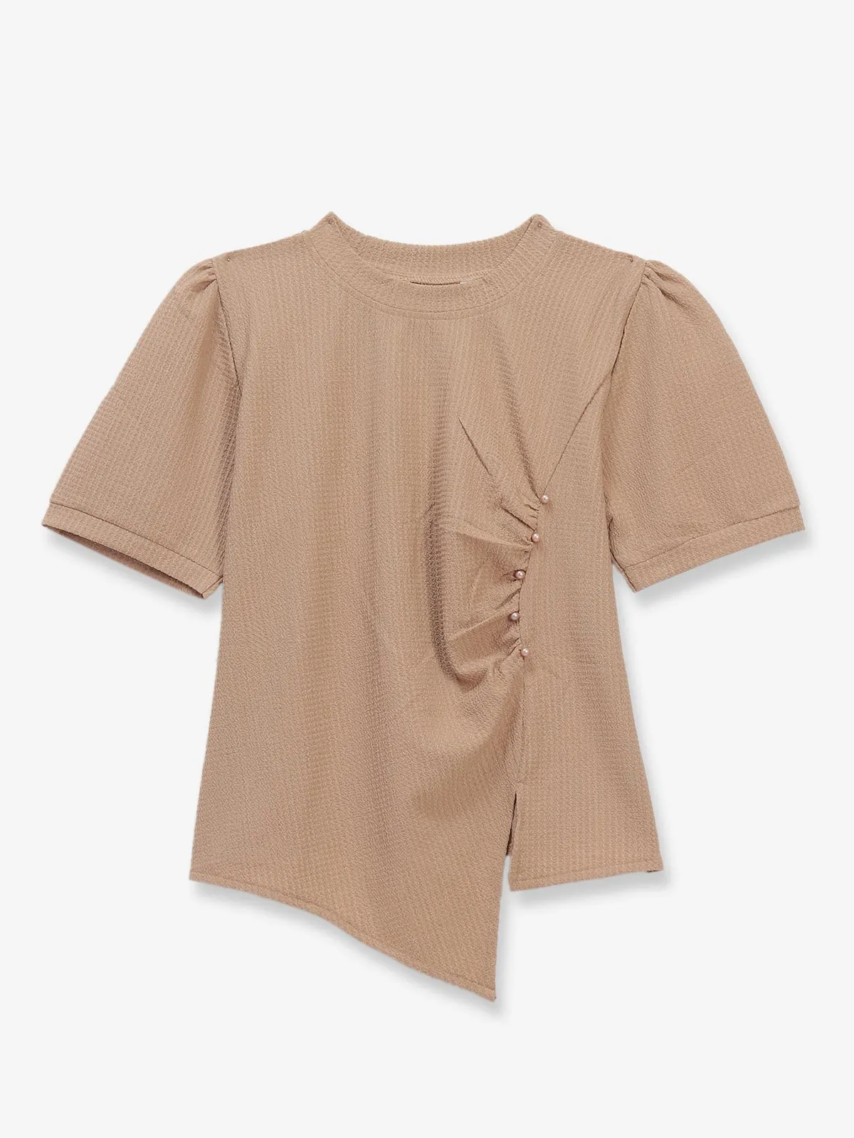 COOL khaki texture cotton silk crop top
