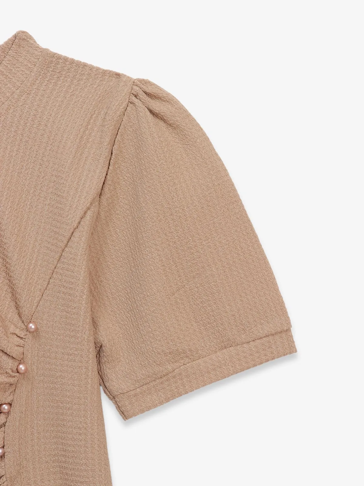 COOL khaki texture cotton silk crop top