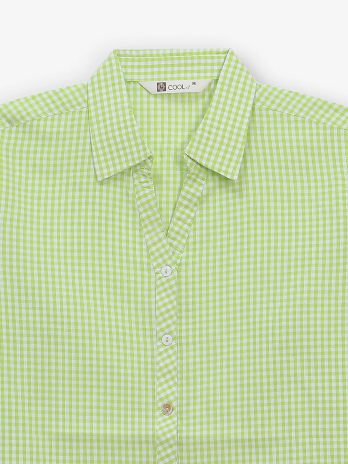 COOL light green cotton silk checks shirt