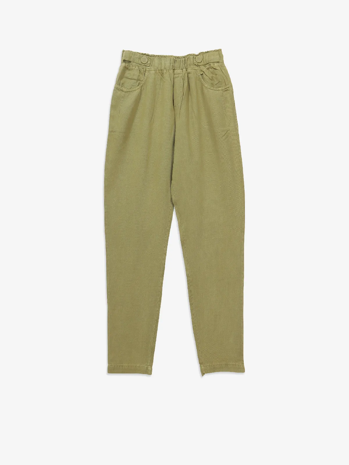 COOL olive solid cotton pant