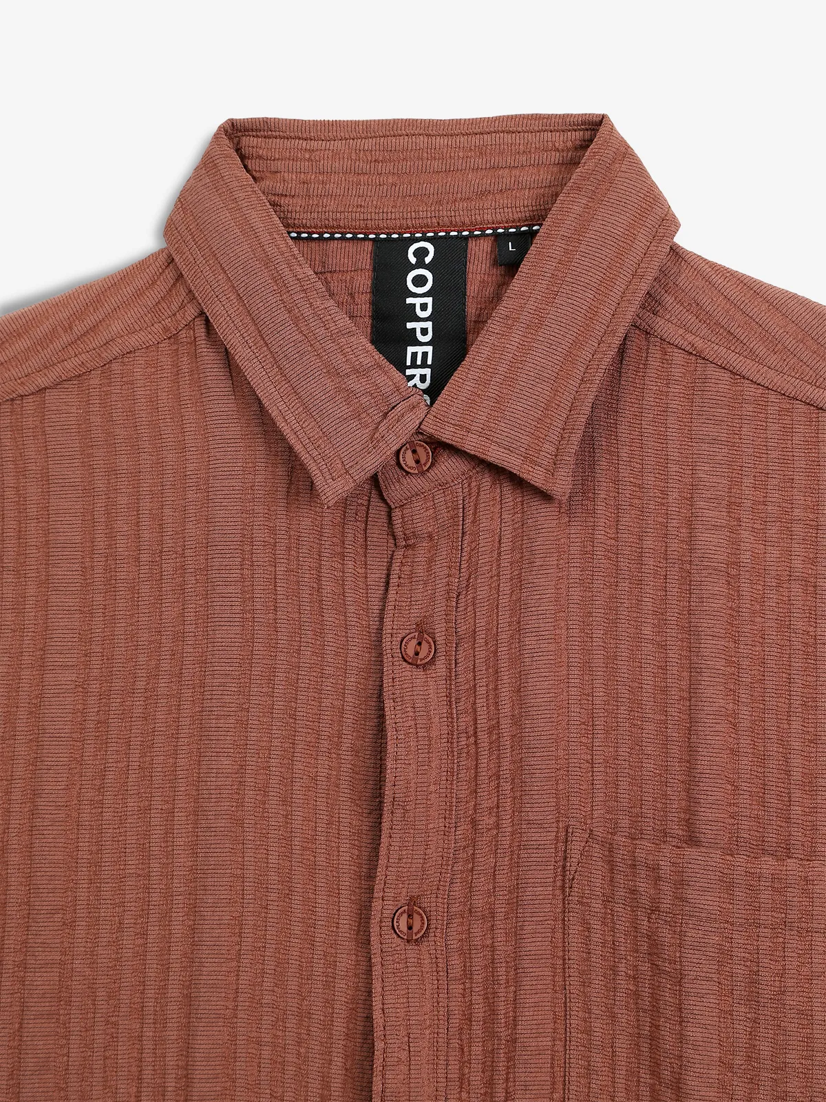 COPPER STONE brown stripe cotton shirt