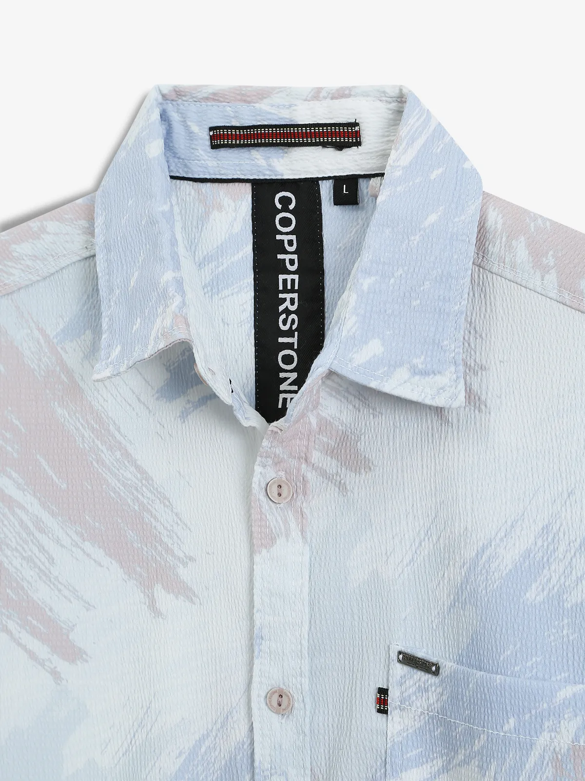 COPPER STONE light blue printed casual shirt