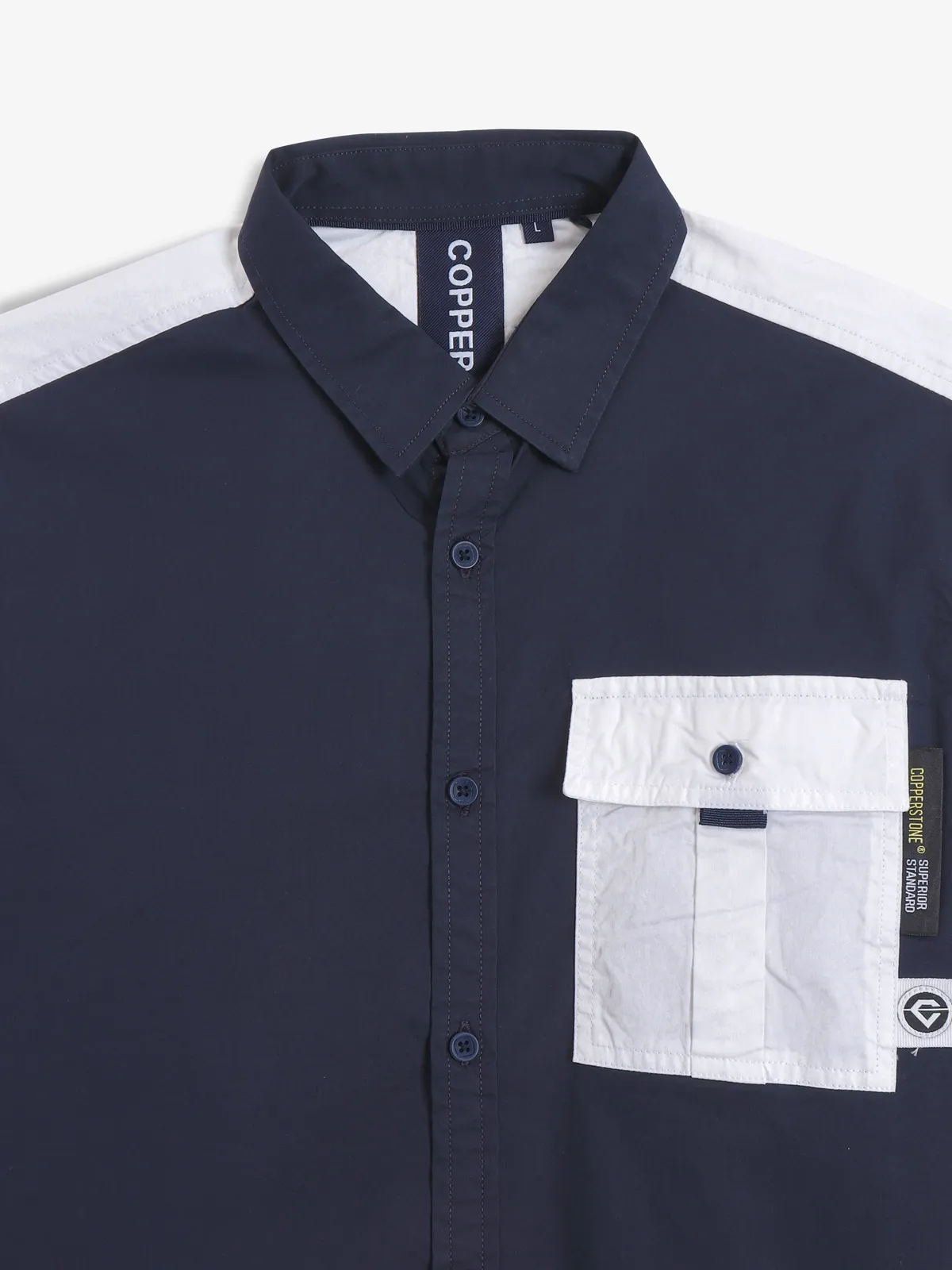 COPPER STONE navy cotton shirt