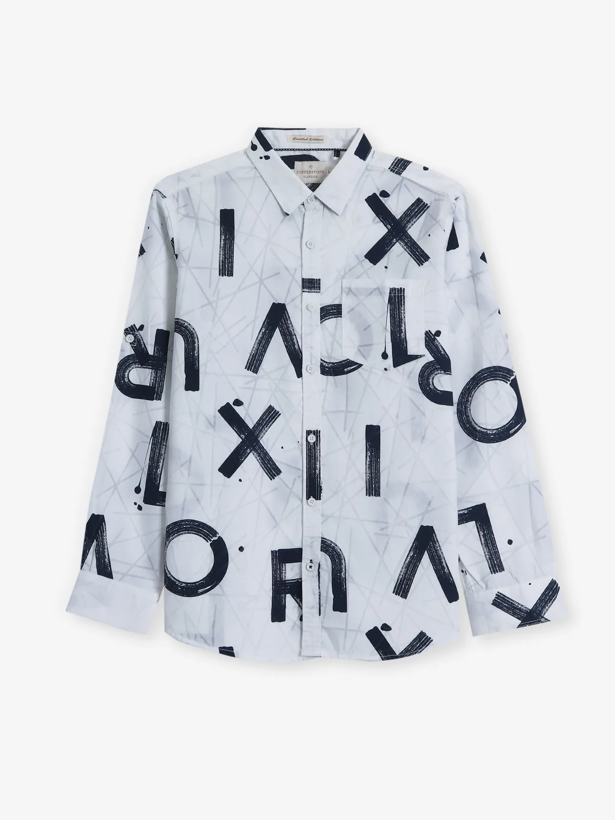 COPPER STONE printed white cotton shirt