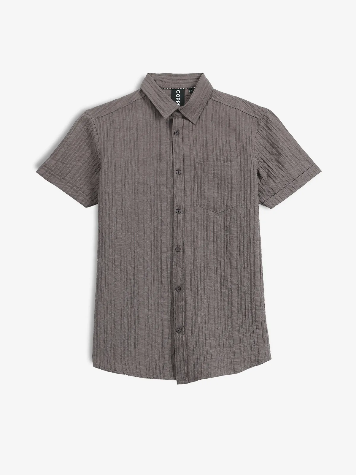 COPPER STONE stripe grey slim fit shirt