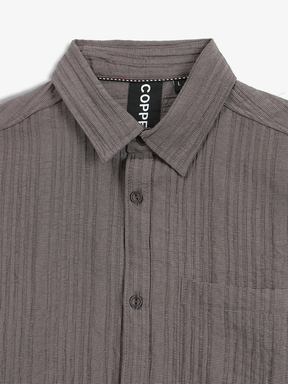 COPPER STONE stripe grey slim fit shirt