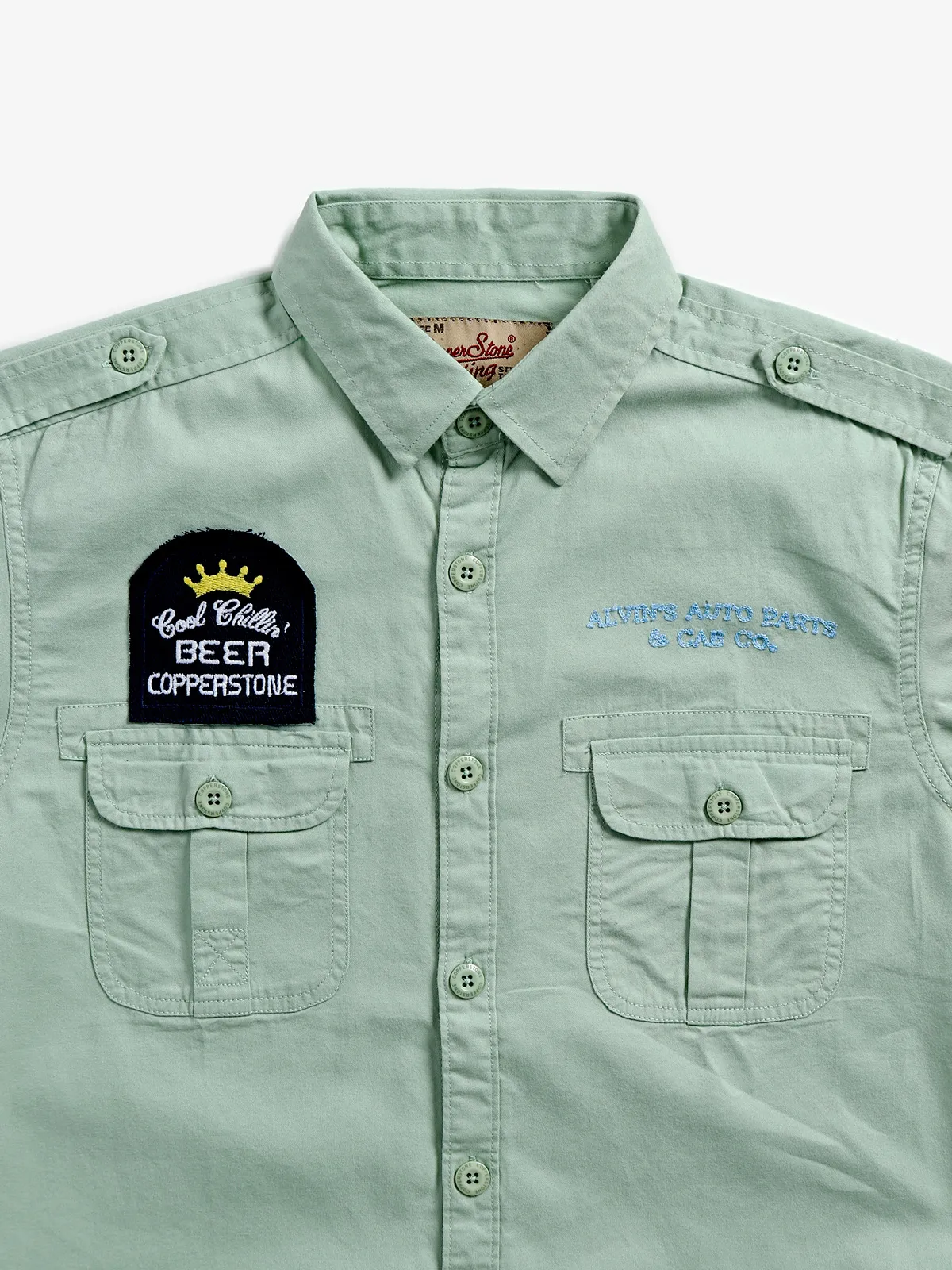 Copperstone cotton sage green shirt