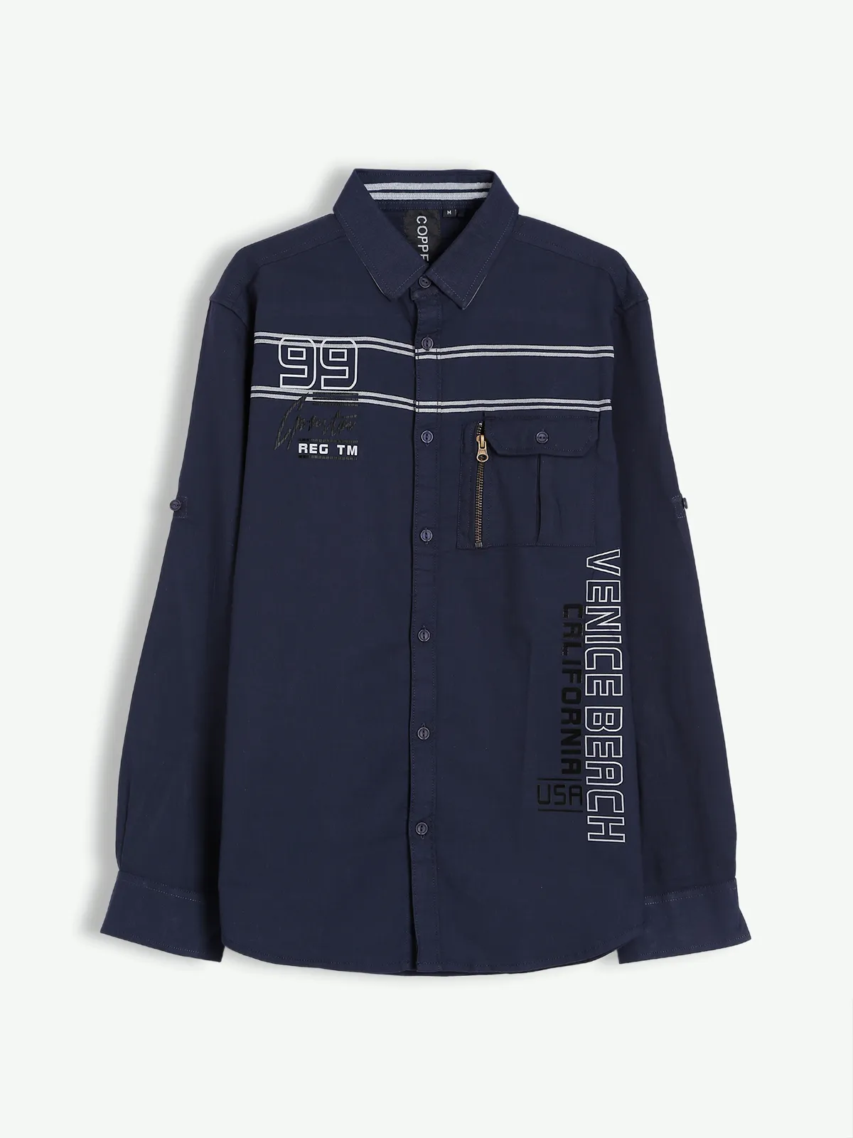 Copperstone navy printed casual shirt