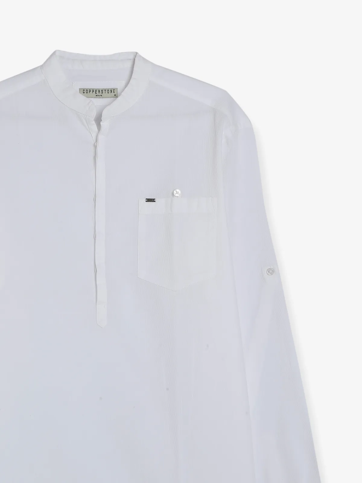 Copperstone white plain kurta style shirt