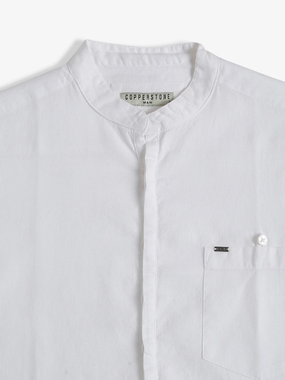 Copperstone white plain kurta style shirt