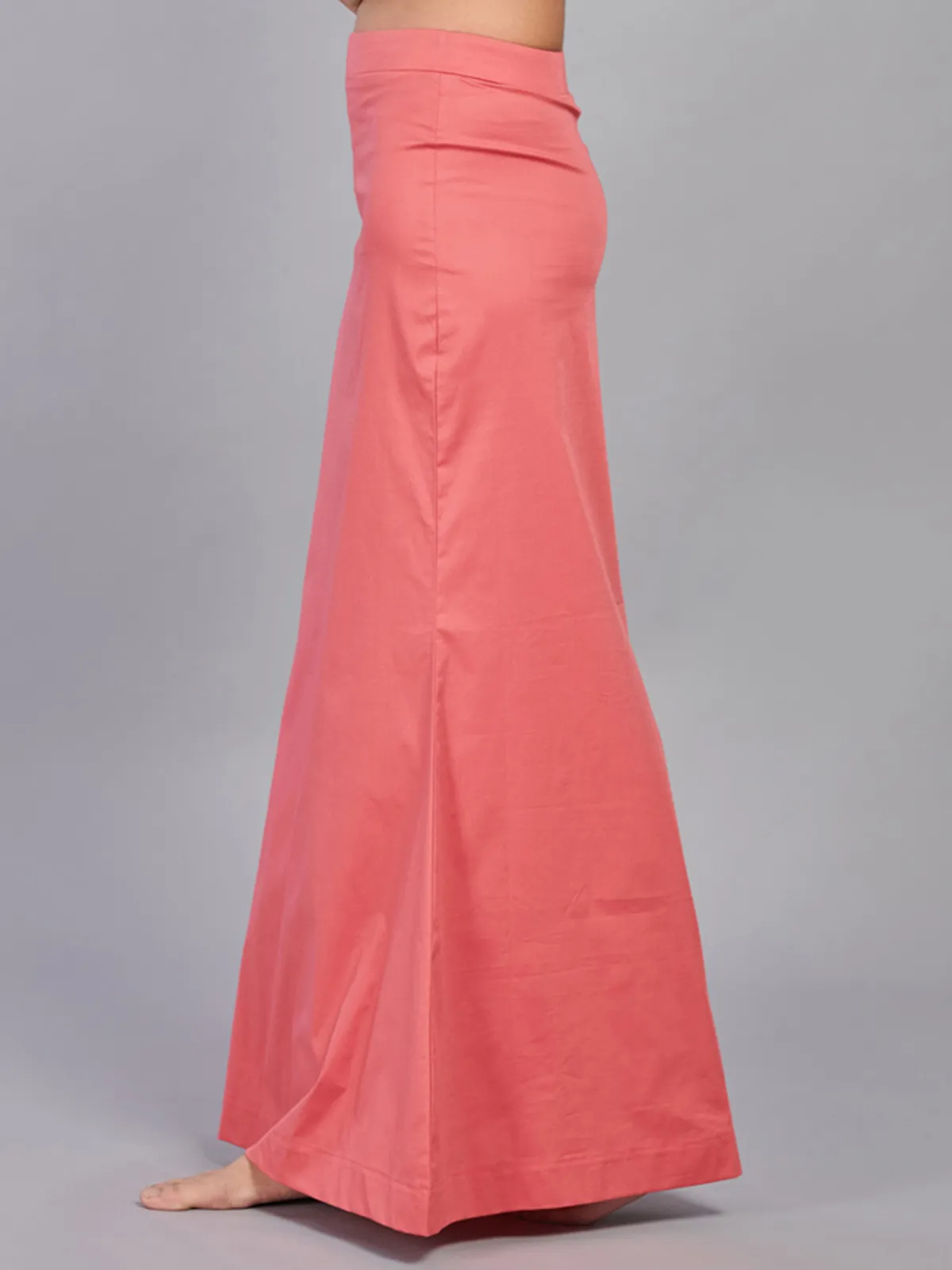 Coral pink lycra cotton saree shapewear