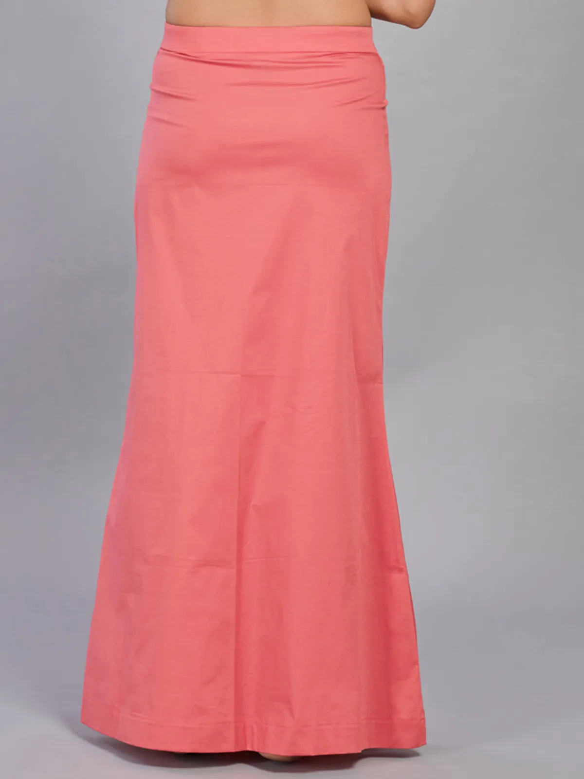 Coral pink lycra cotton saree shapewear