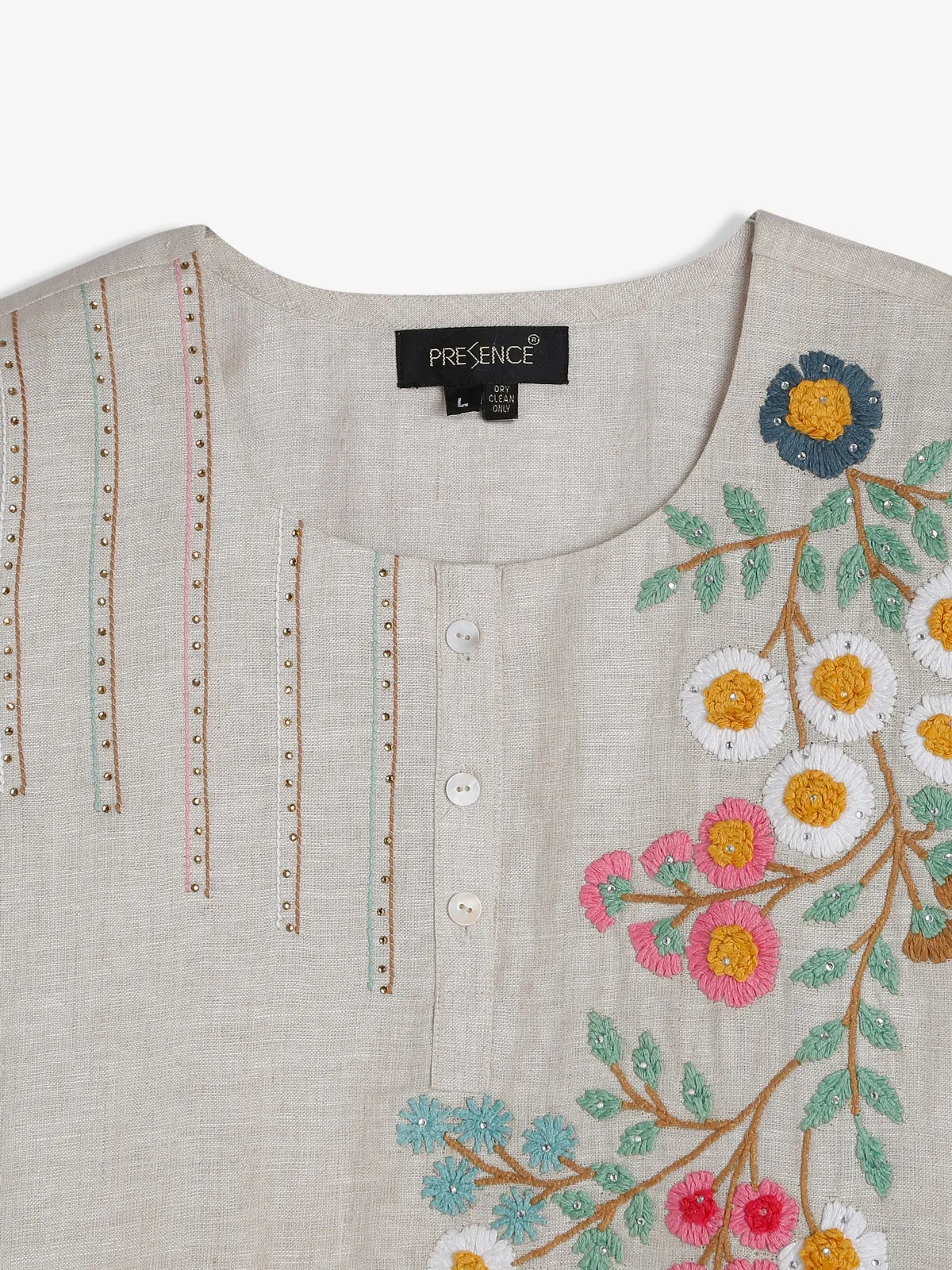 Cotton beige embroidery top