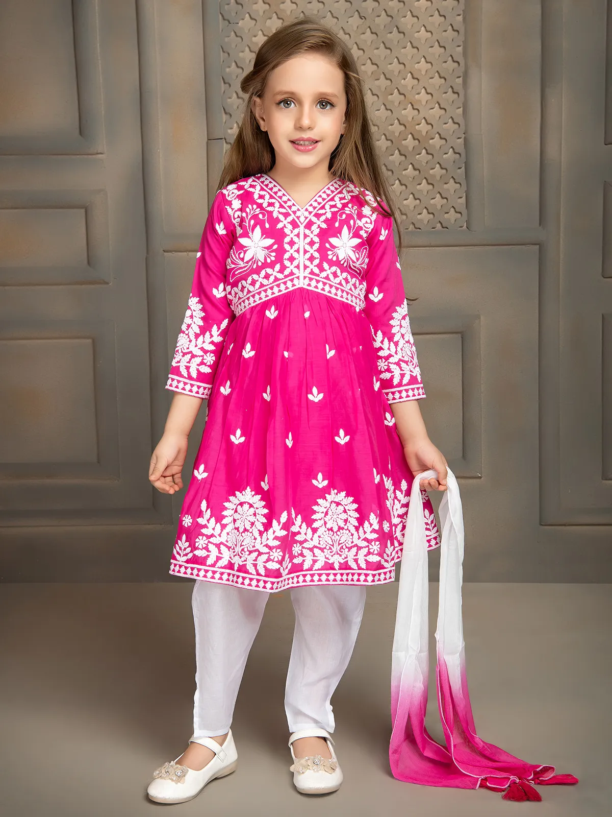 Cotton magenta embroidery salwar suit