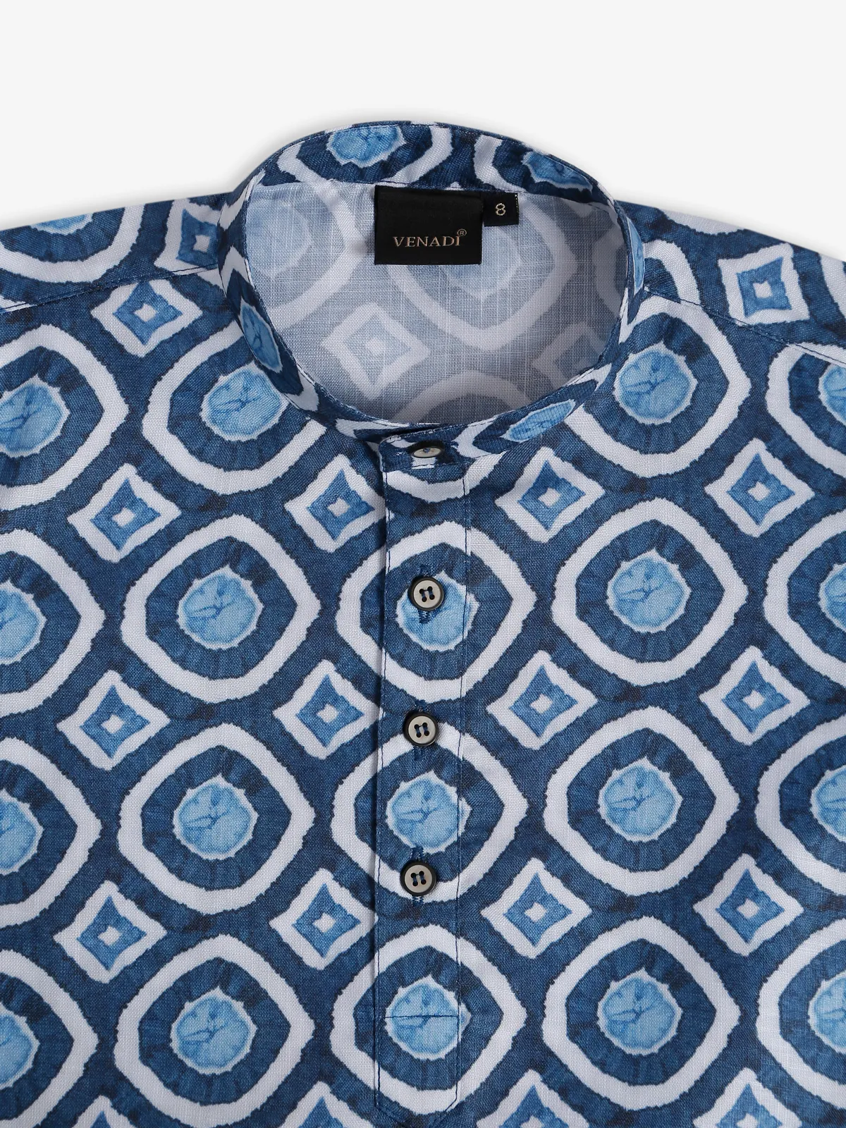 Cotton printed blue kurta