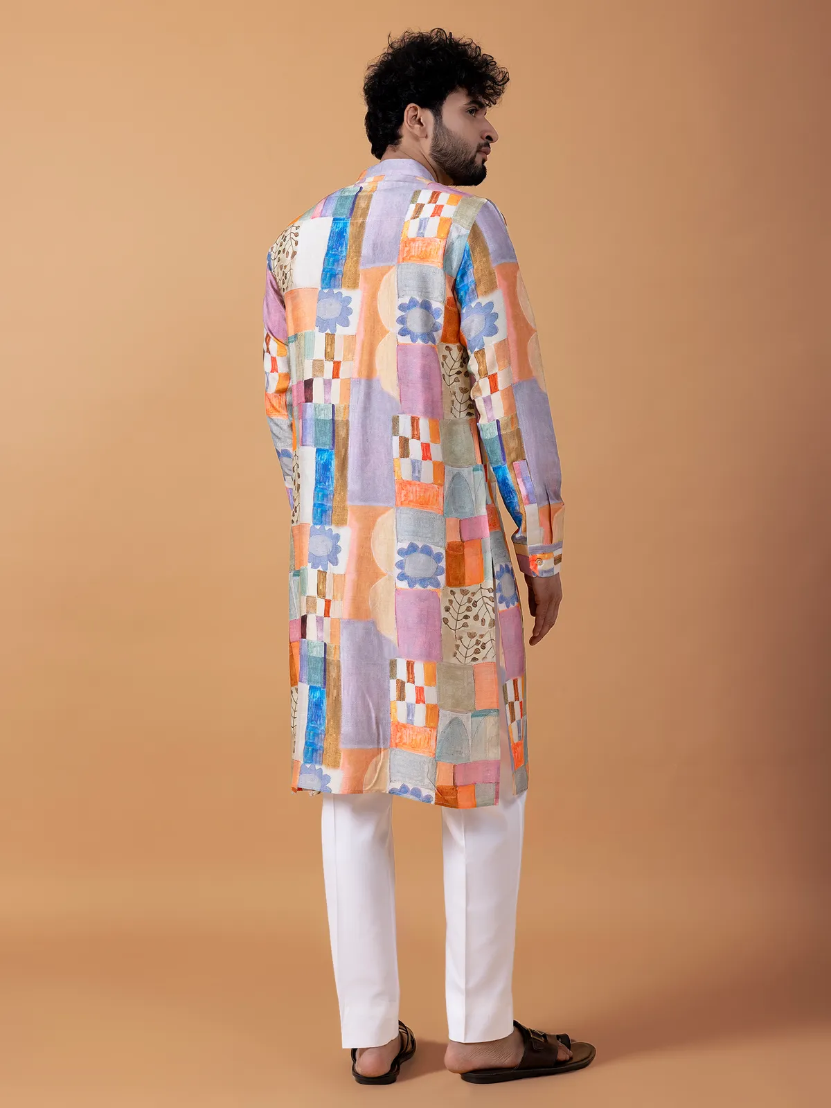 Cotton printed kurta suit in multi color
