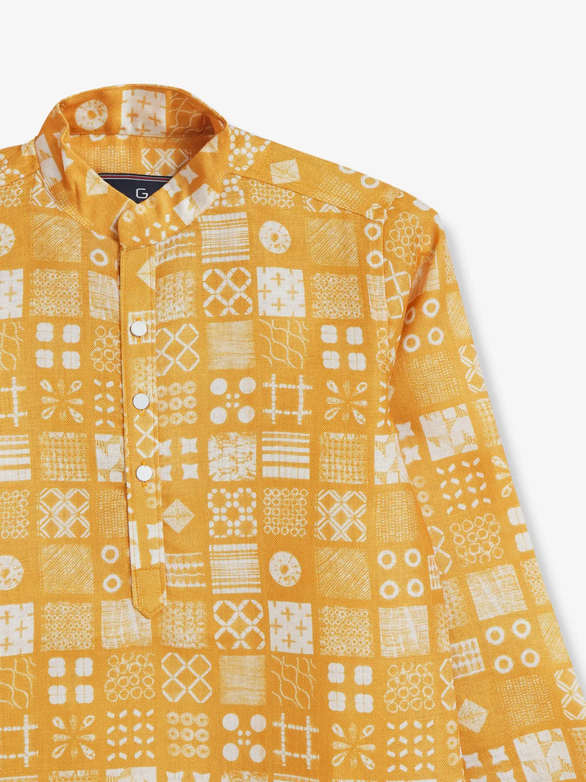 Cotton printed yellow kurta