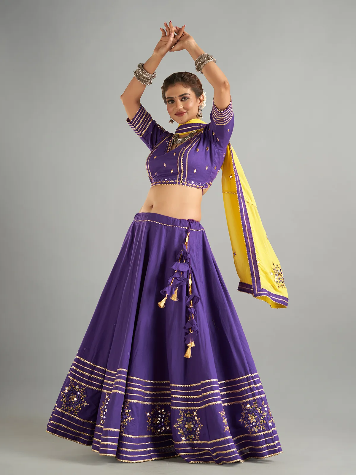 Cotton purple lehenga choli