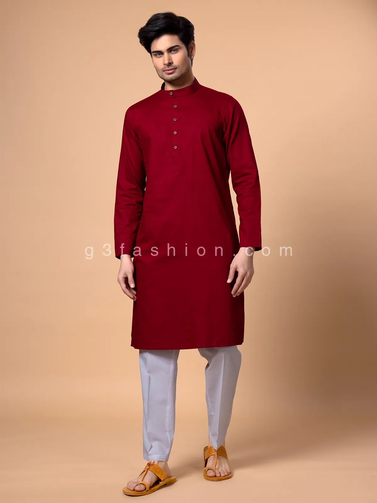 Cotton red kurta suit for festive