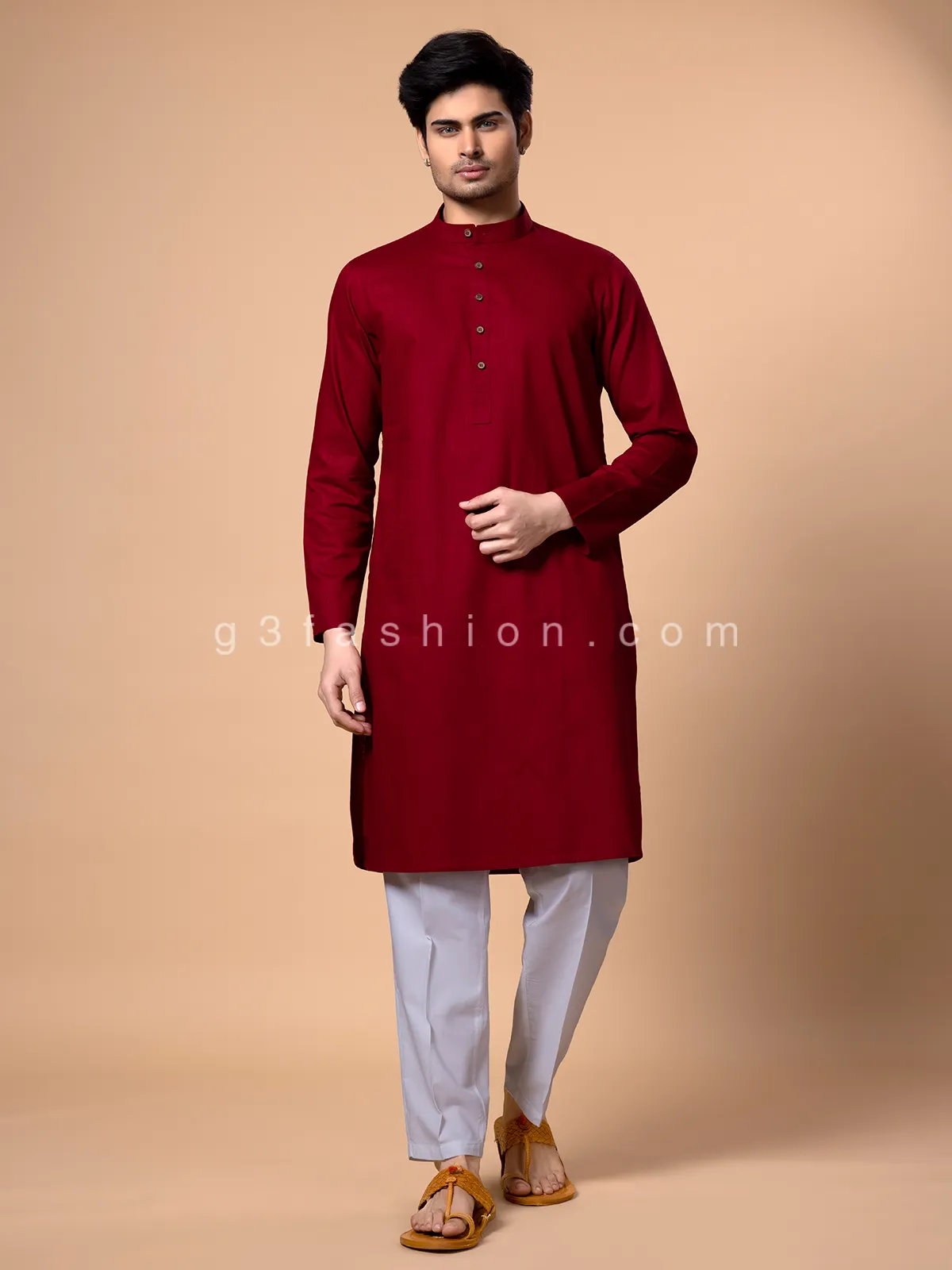 Cotton red kurta suit for festive