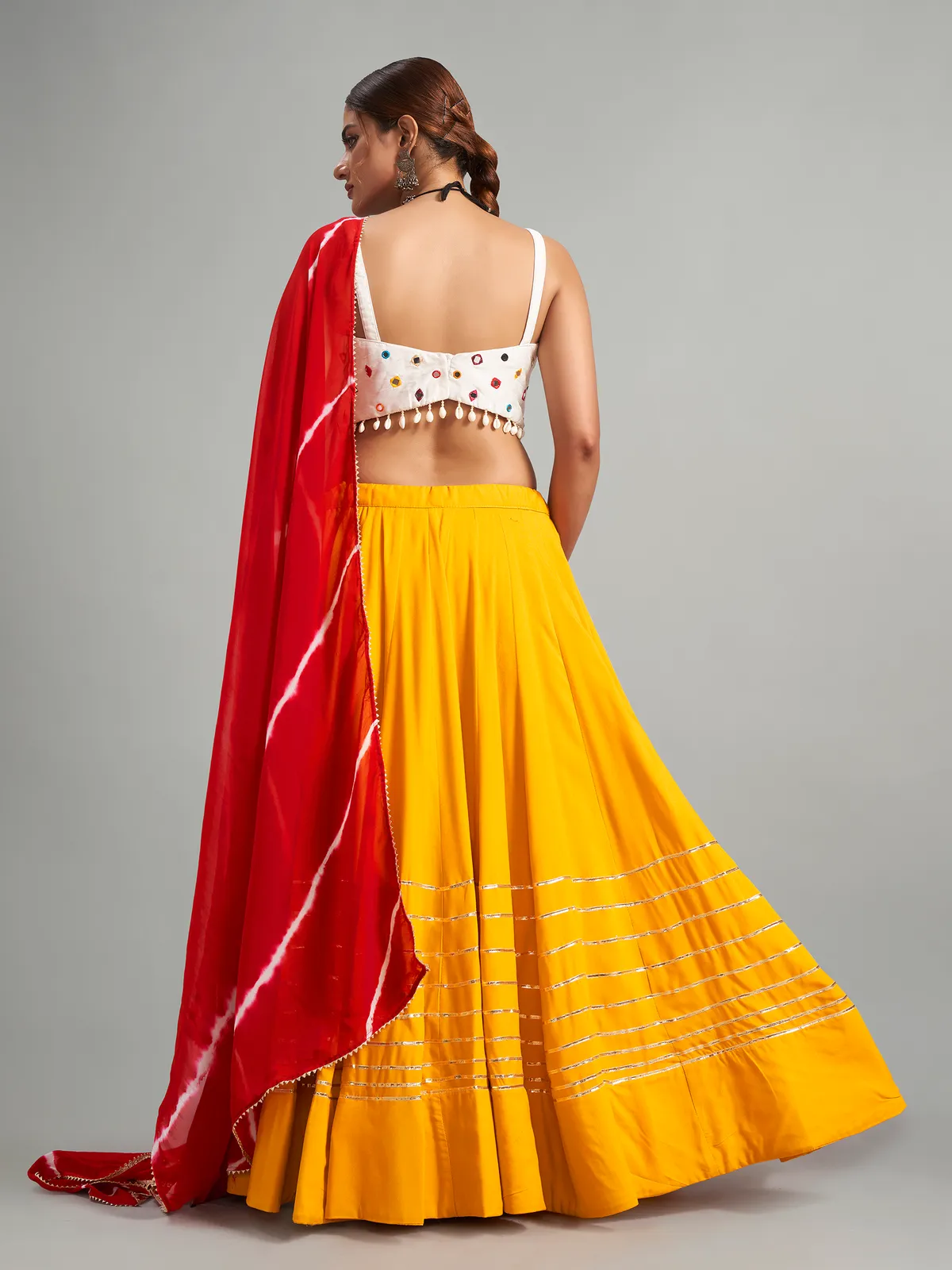 Cotton silk musterd yellow chaniya choli