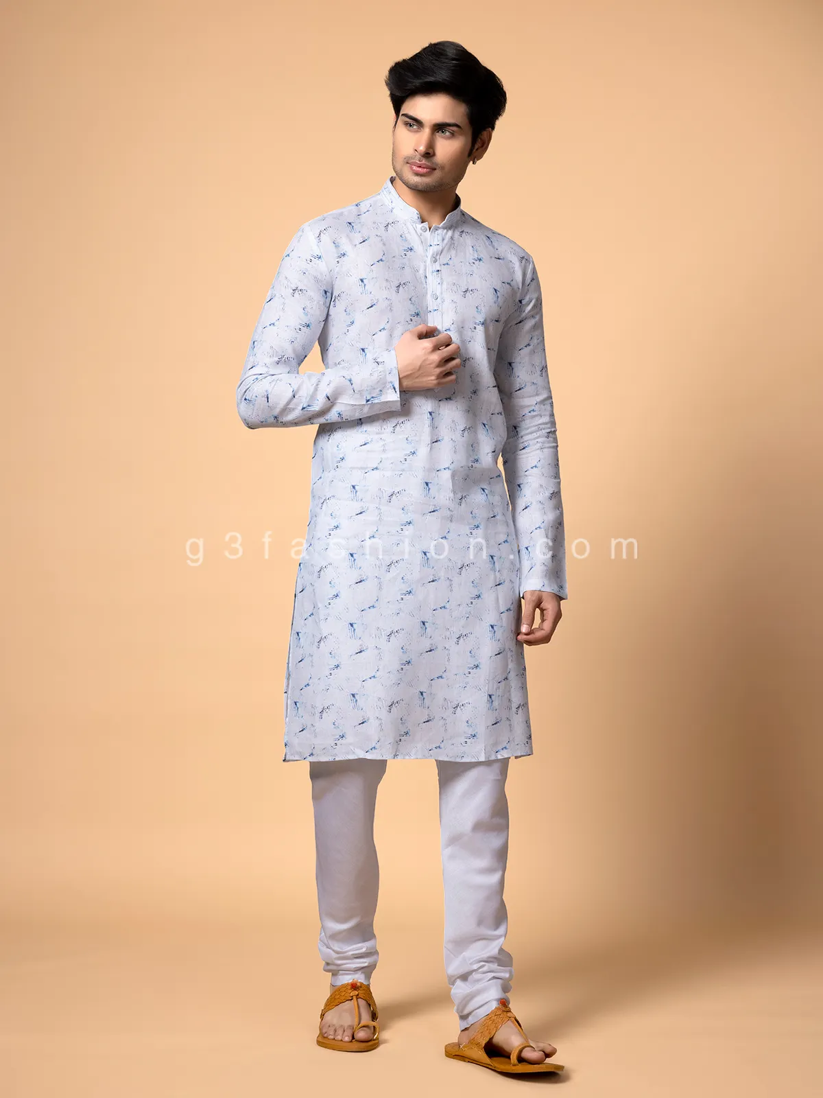 Cotton white and blue  Men Kurta pajama