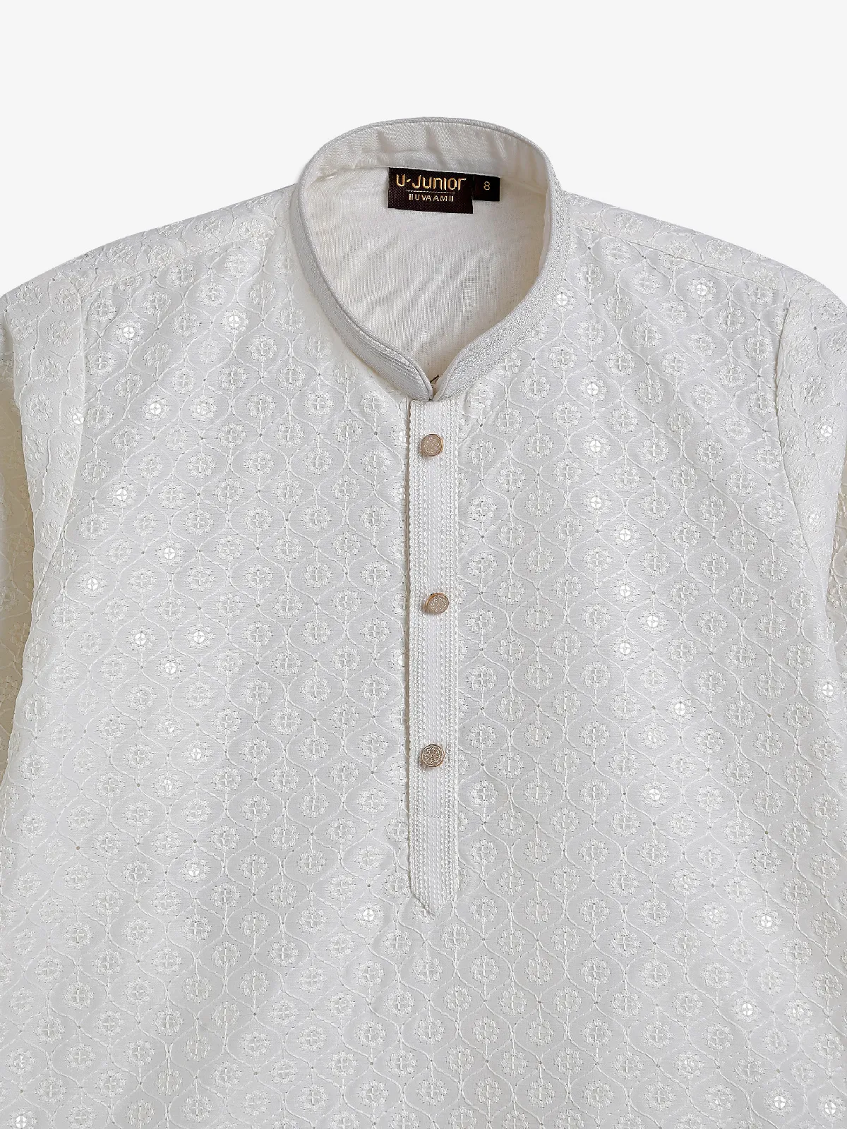 Cotton white embroidery kurta suit