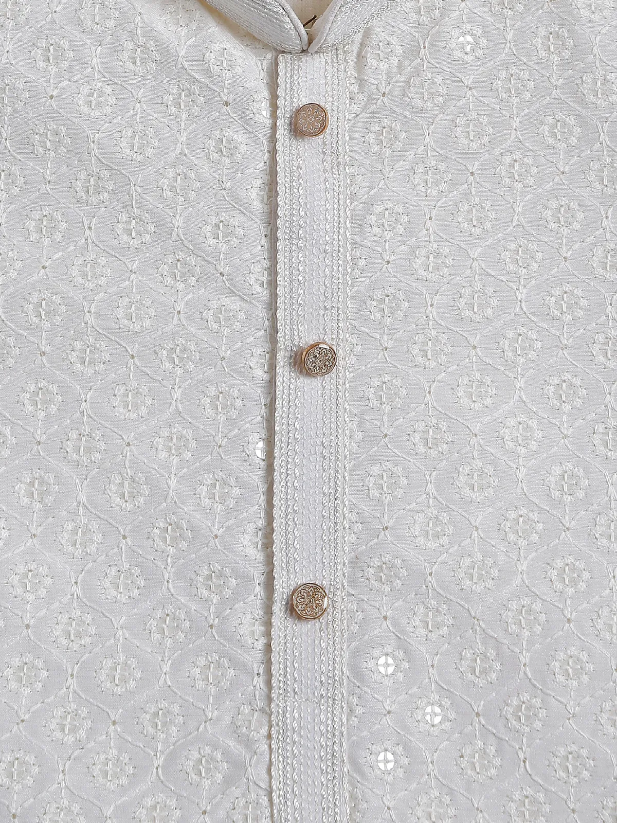 Cotton white embroidery kurta suit
