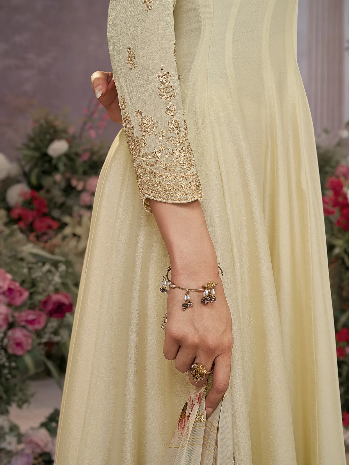 Cream ivory chinon wedding anarkali grace