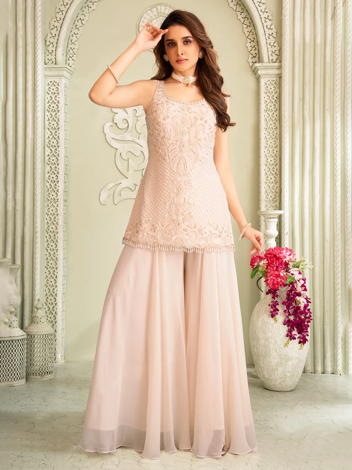 cream pakistani dress pakistani suit cream net wedding wear