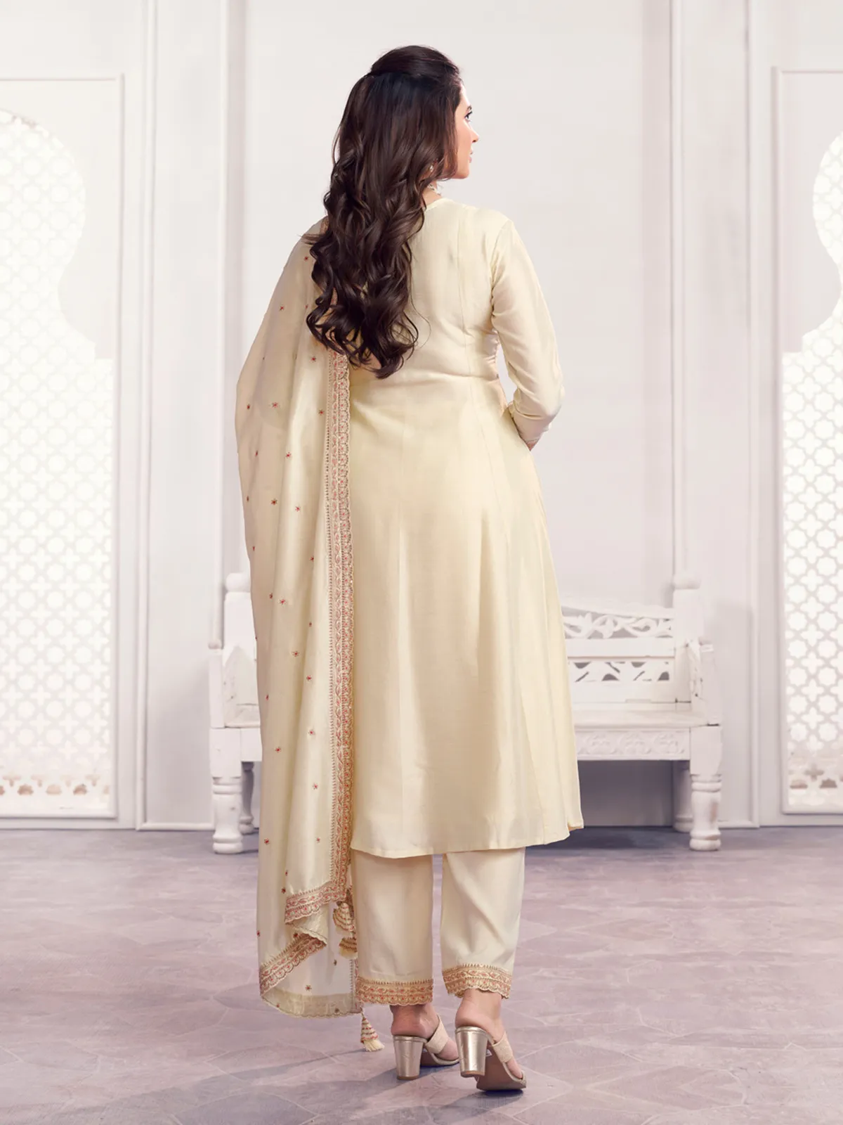 Cream royal festive anarkali elegance