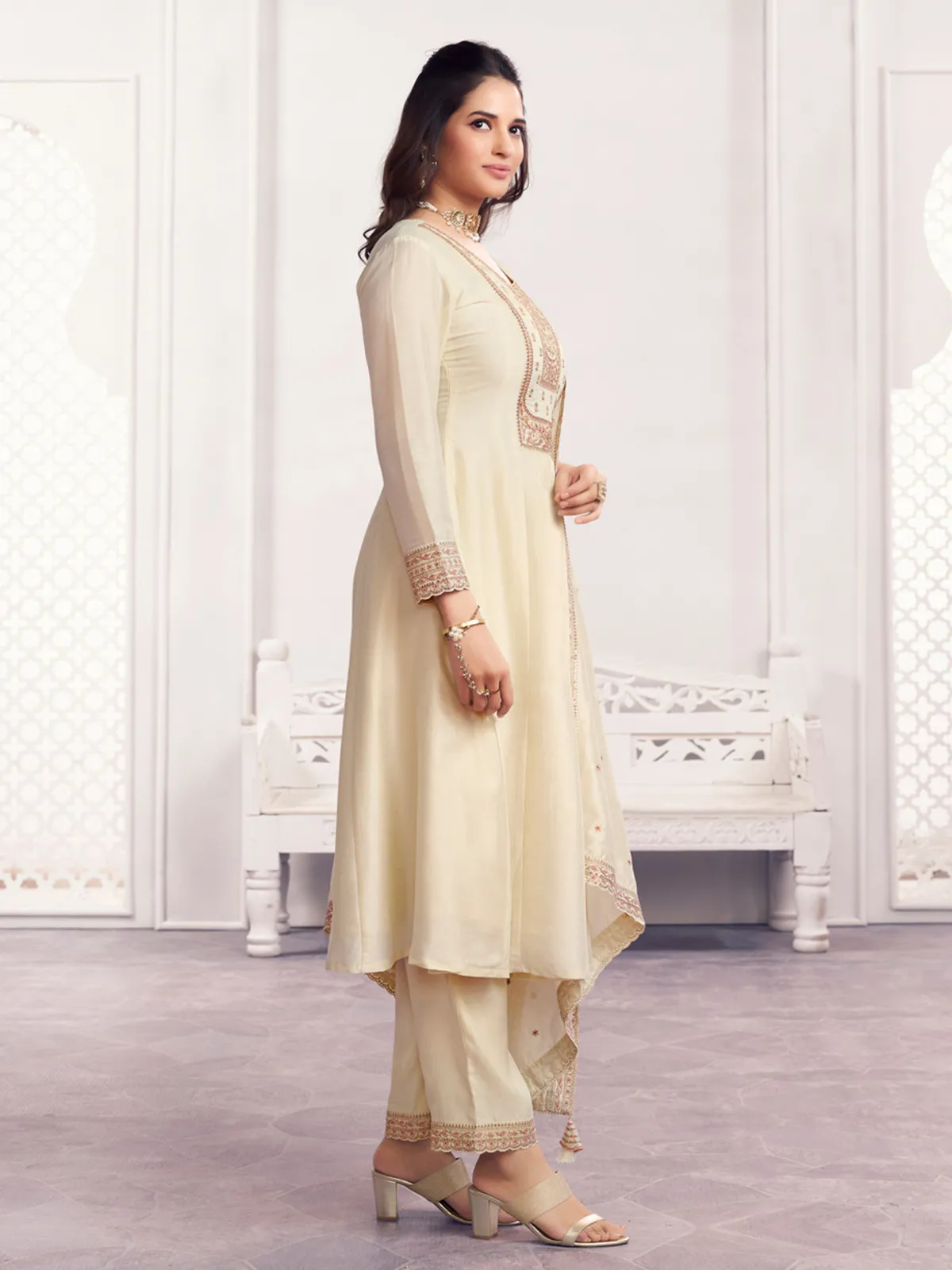 Cream royal festive anarkali elegance