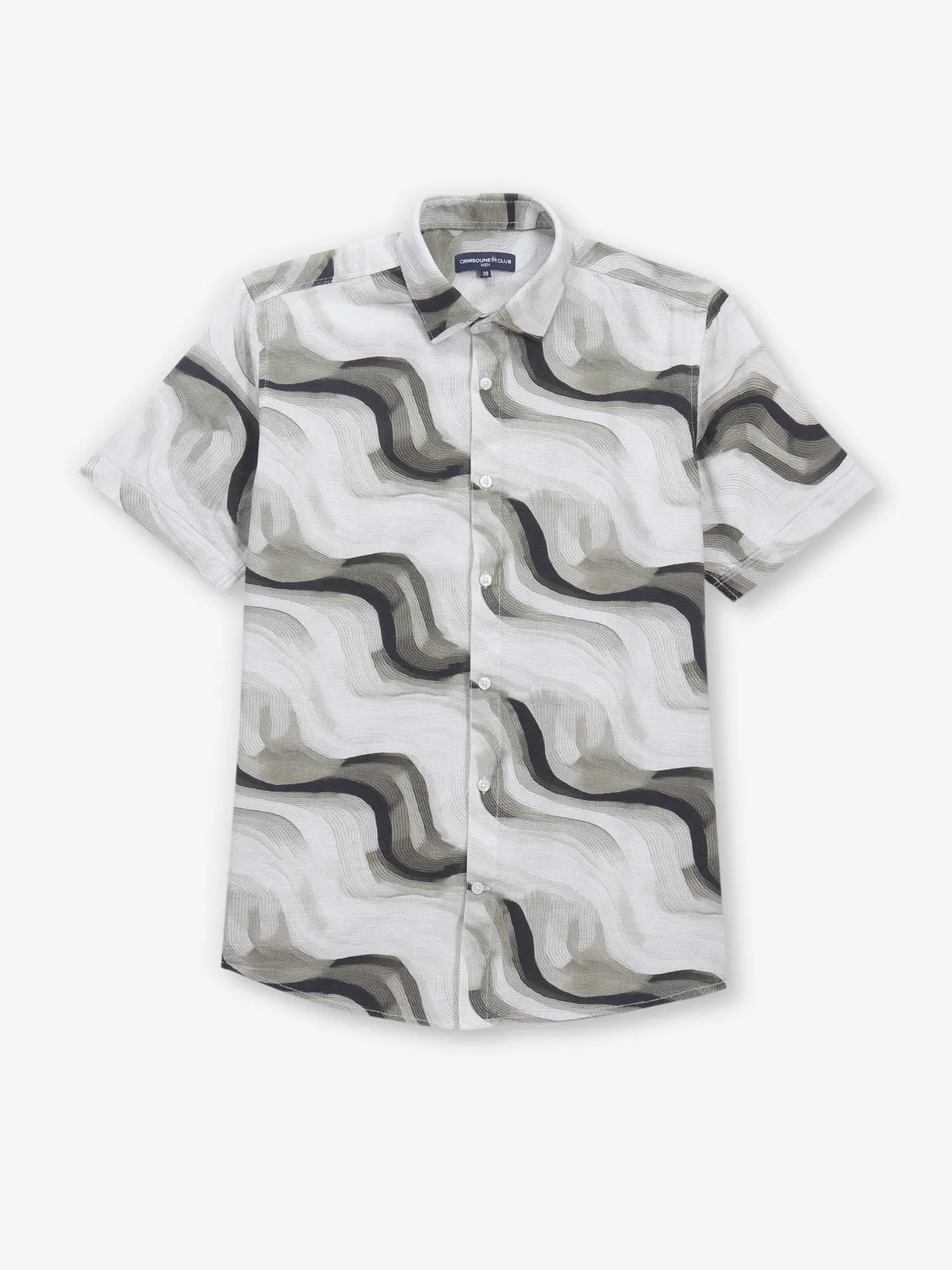 CRIMSONE CLUB off-white cotton printed shirt