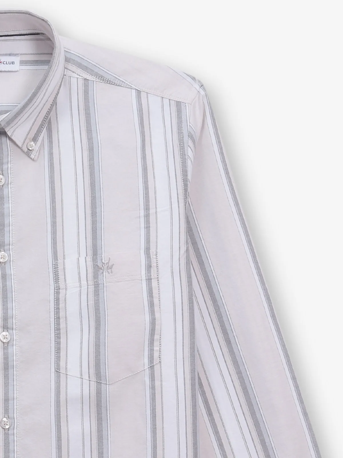 CRIMSOUNE CLUB beige stripe button down shirt
