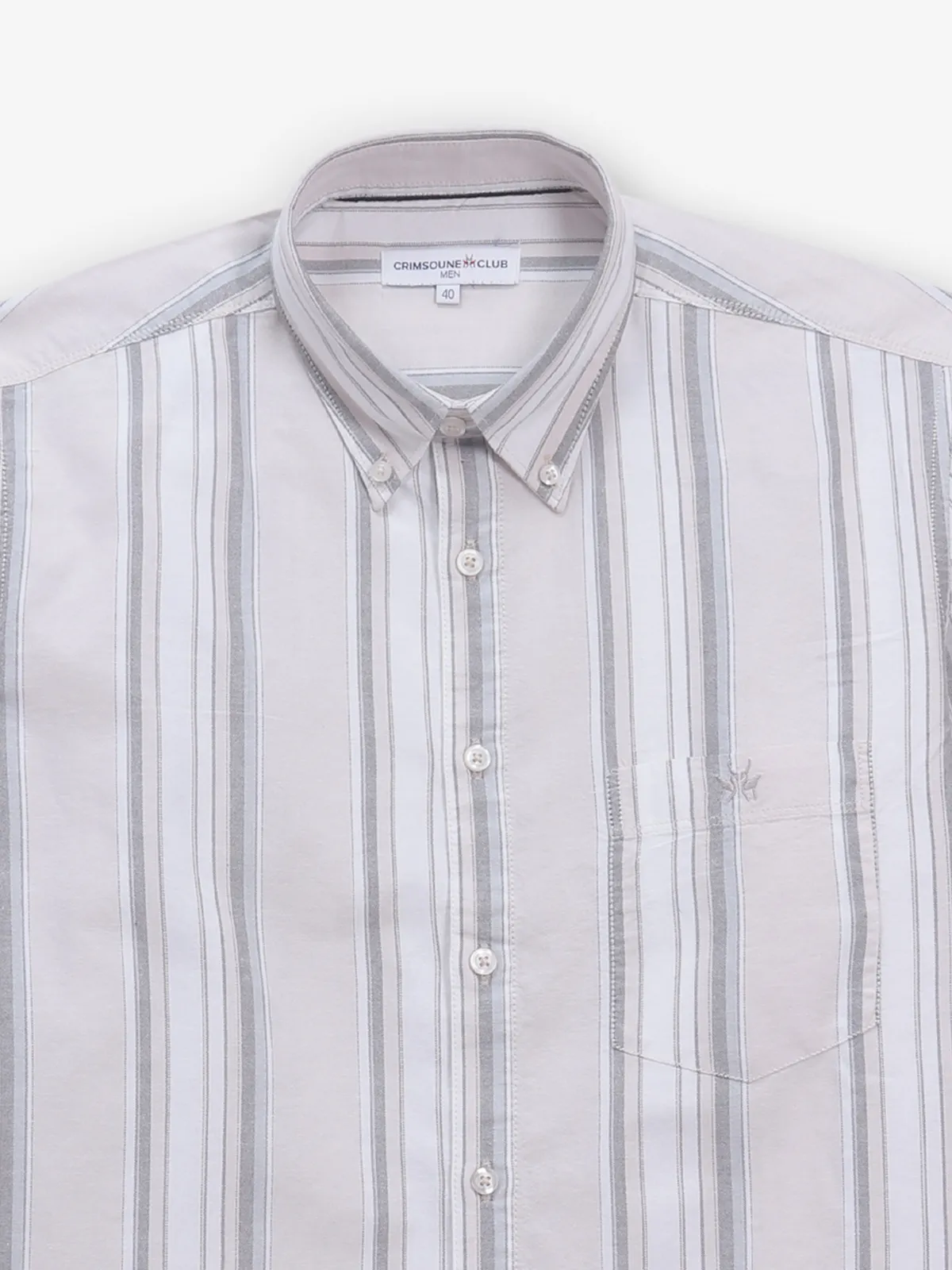 CRIMSOUNE CLUB beige stripe button down shirt
