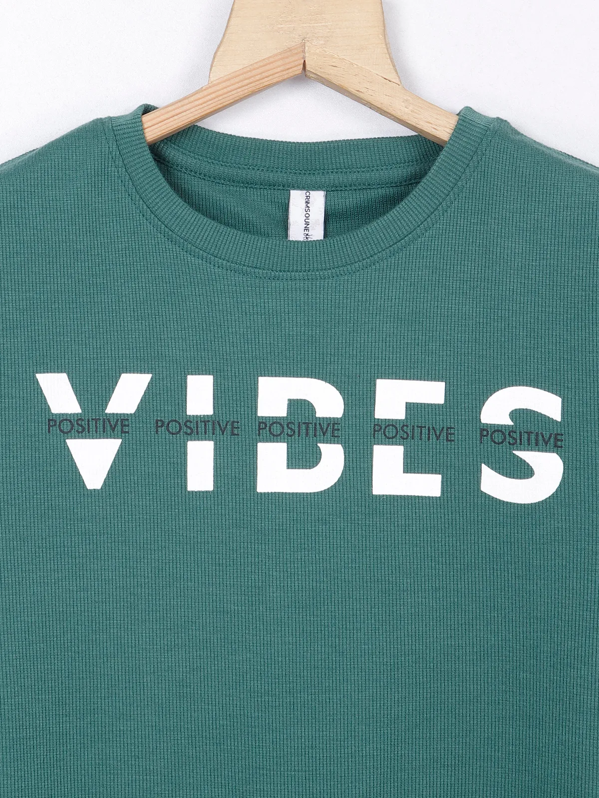 Crimsoune Club green knitted printed top