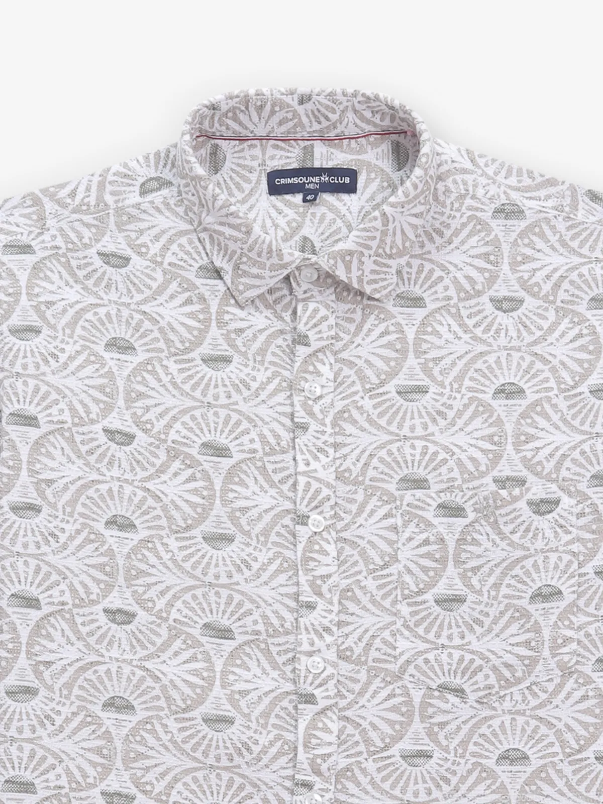 CRIMSOUNE CLUB printed beige cotton shirt