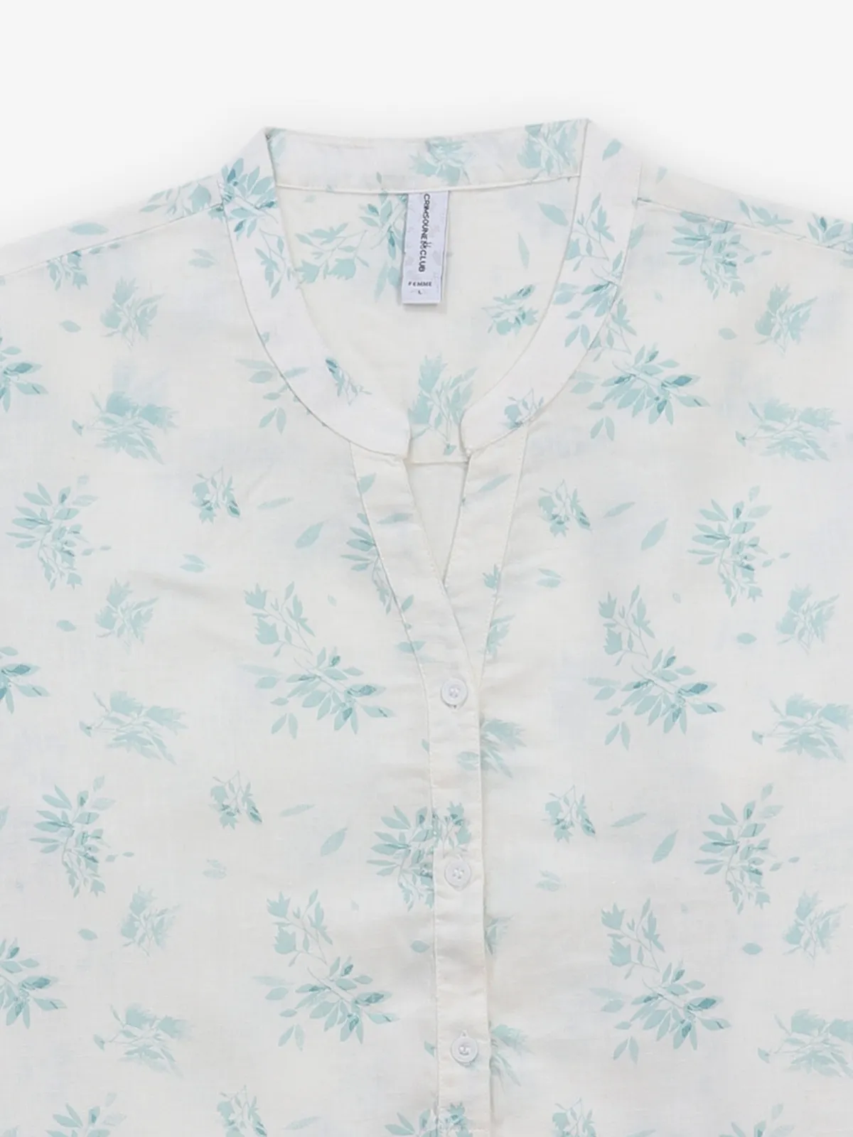 CRIMSOUNE CLUB printed cream cotton top