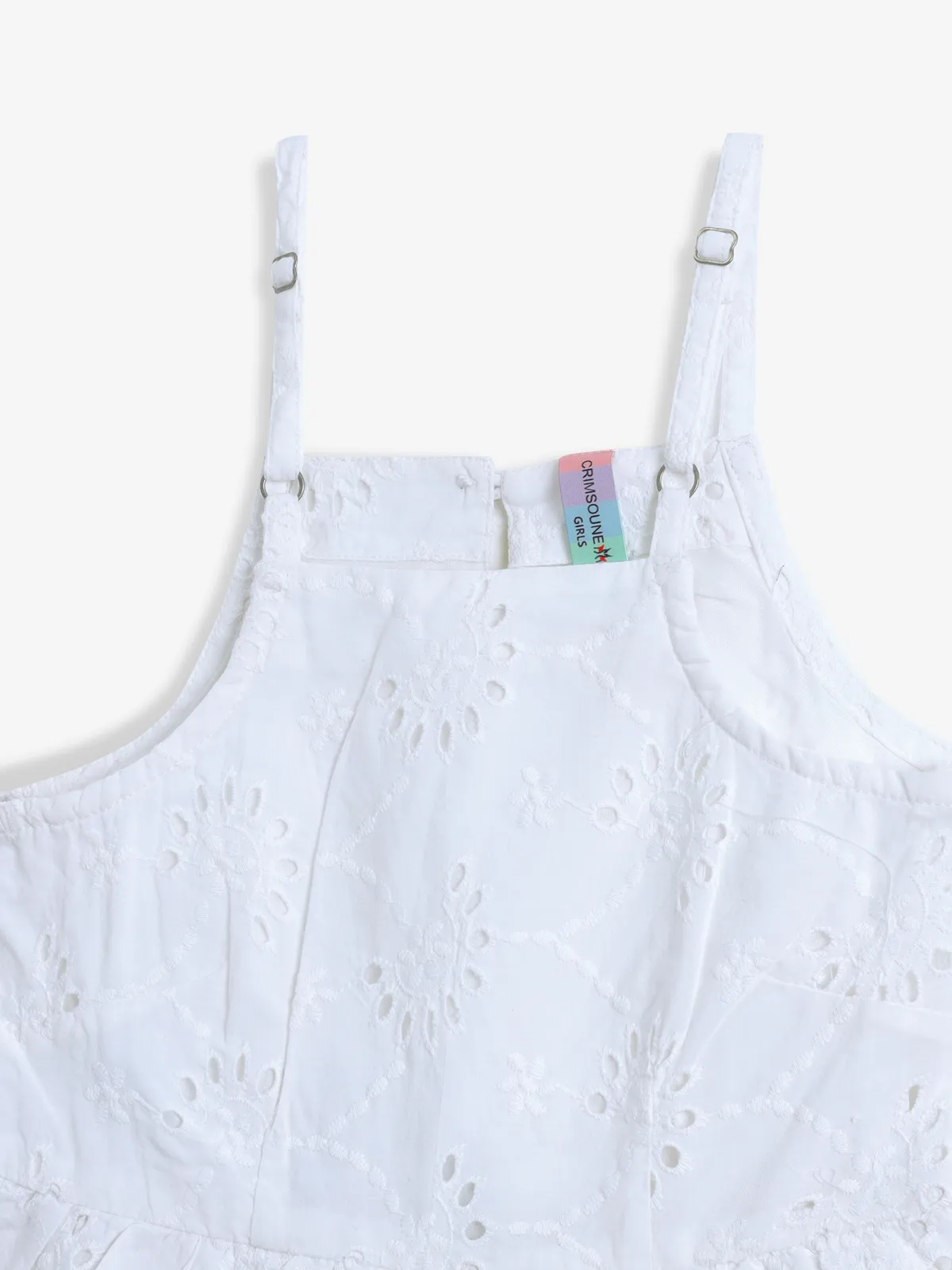 CRIMSOUNE CLUB white cotton embroidery frock