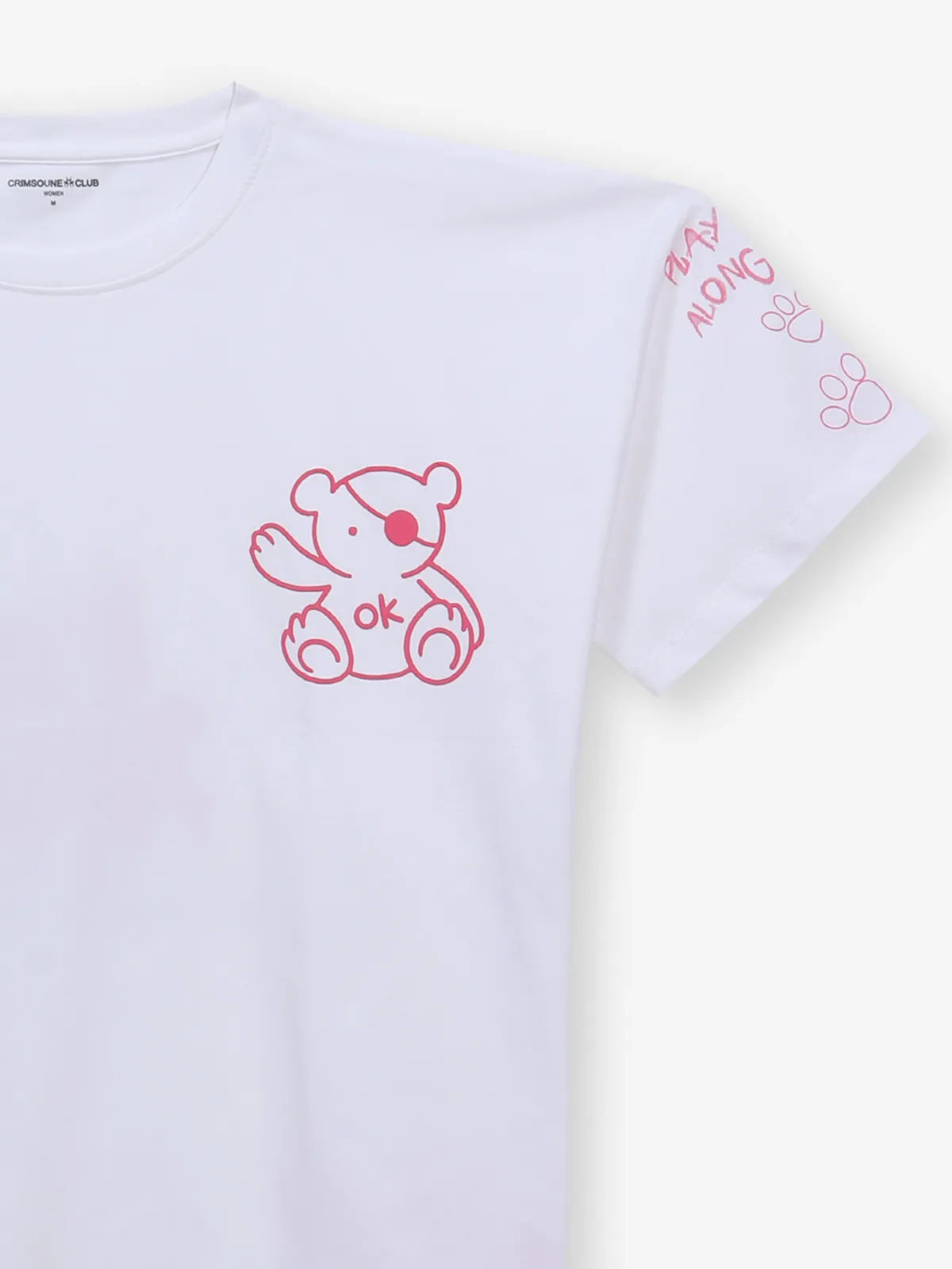 CRIMSOUNE CLUB white printed cotton crop top