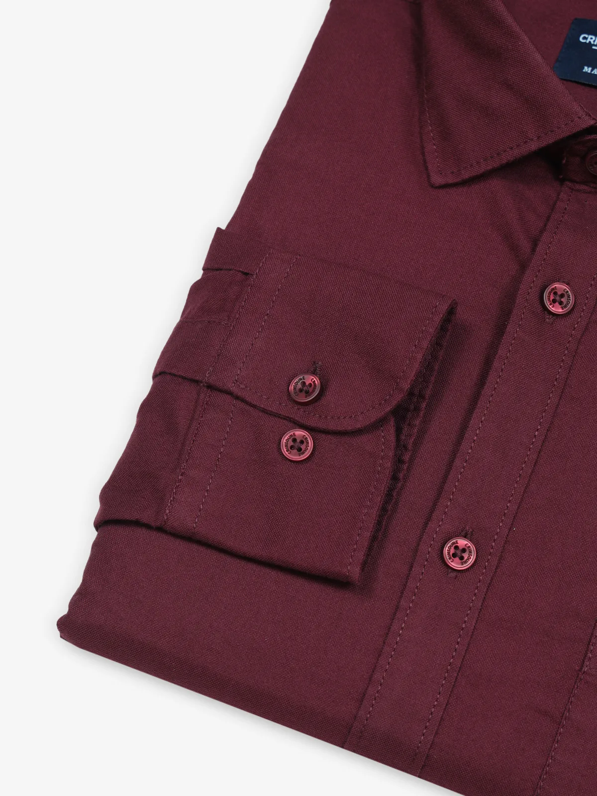 CRIMSOUNE CLUB wine plain cotton shirt