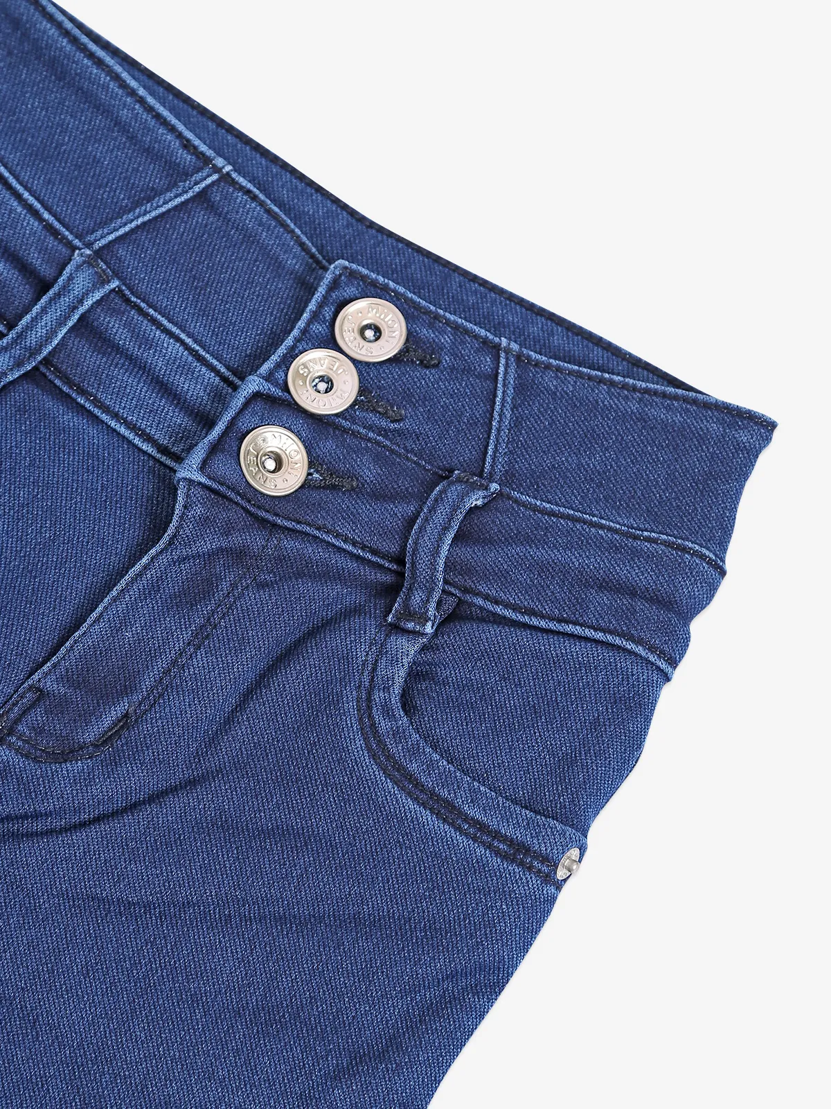 Dark blue denim jeans in solid for girls